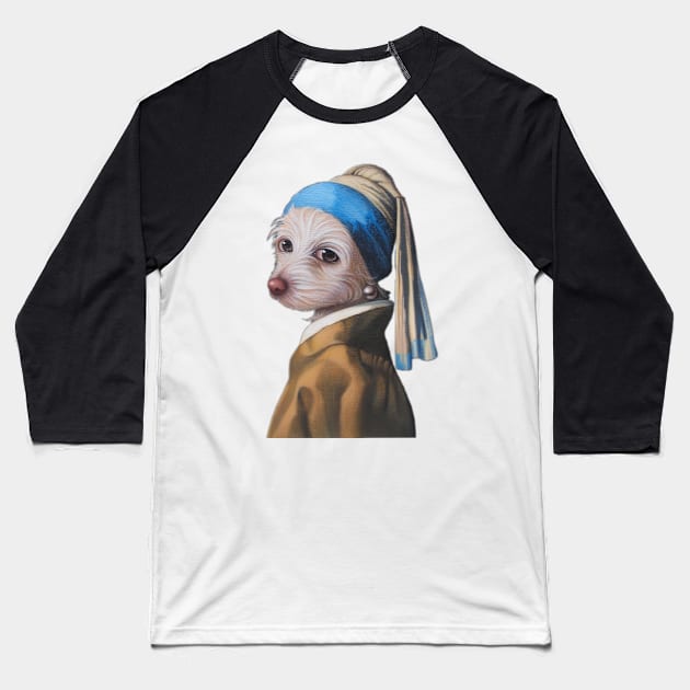 The Dog with the Pearl Earring (silhouette) Baseball T-Shirt by DaleSizer